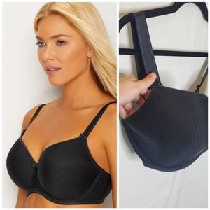 NWT Freya Black Striped Idol Balcony T-Shirt Bra Size 32H